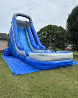 Toboggan aquatique gonflable bleu de 20 pieds, installations d'amusement aquatique commerciales