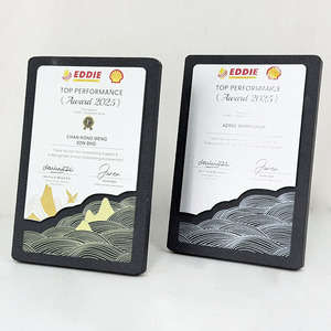 <span class=keywords><strong>Plaque</strong></span> de reconnaissance en pierre d'encre noire, motif sommet de montagne et vague marine, gravée, récompense MH-J0164 - Product Image 3