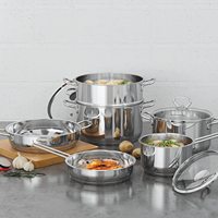 Ensemble de casseroles en acier inoxydable avec couvercle en verre, capacité 1-2L, compatible gaz et induction, design moderne