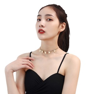 <b>Cross</b>-border minimalist single rhinestone alloy butterfly pendant clavicle <b>chain</b>, elegant and versatile women's necklace, - Product Image 5