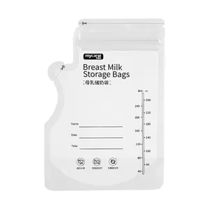BPA Free Custom Logo 30 Counts 200 ML Leak Proof Zipper Seal Breastmilk Breast Milk Storage Bag