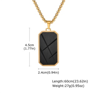 High Quality Jewelry Gold Plated Stainless Steel Geometric Pendant Necklace for <b>Men</b> - Product Image 6