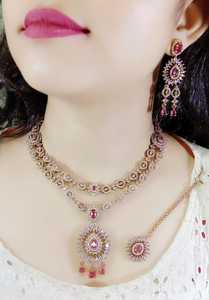 ชุดเครื่องประดับเจ้าสาวอินเดียคุณภาพสูงชุดเครื่องประดับสำหรับโฆษณา2025เพชรโมอิสซาไนต์สุดหรูของขวัญหมั้นงานแต่งงาน - Product Image 4