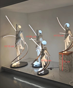 Lámpara <span class=keywords><strong>de</strong></span> <span class=keywords><strong>Pie</strong></span> <span class=keywords><strong>de</strong></span> Escultura Posmoderna <span class=keywords><strong>de</strong></span> Fibra <span class=keywords><strong>de</strong></span> Vidrio con Figura <span class=keywords><strong>de</strong></span> Bailarina Blanca LED para Interiores, Adorno Artístico para Clubes y Bares - Product Image 5