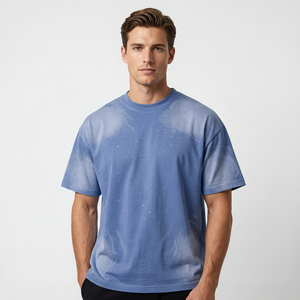 T-shirt Homme Oversize Col Rond Manches Courtes en Coton Pur Tricoté 260g Respirant pour Impression Numérique - Product Image 2