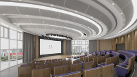 Solution de conception acoustique personnalisée pour centre des arts du spectacle : diffuseur de panneau de plafond pour la qualité sonore et la réverbération en studio de diffusion
