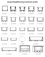 Nouveau design en forme de U, profilé en aluminium encastré pour plafonnier LED, pour cloison sèche en plâtre.