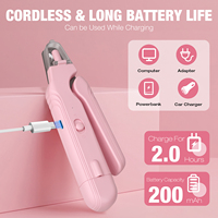 Cortauñas y Lima de Uñas Recargable 2 en 1 para Perros y Gatos, para Perros Grandes, Medianos y Pequeños, con Luz LED
