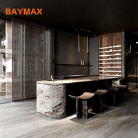 Ensemble de meubles de cuisine modulaire de luxe avec îlot de rangement pour le vin