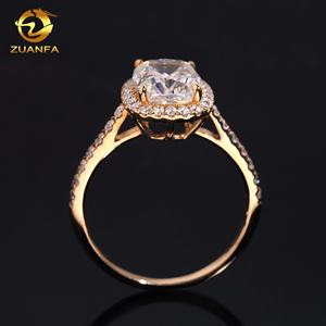 Zuanfa Made 14k Solid Gold Ring 3 Carats <span class=keywords><strong>Halo</strong></span> Cushion Cut VVS Moissanite Bague pour femme Bague de fiançailles de mariage - Product Image 3