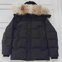 Parka Homme Personnalisée Tendance avec Capuche en Fourrure de Loup, Fermeture Éclair Respirante, Manteau d'Hiver Style Décontracté, Traitement Enduit, Sac Anti-Poussière Canadien