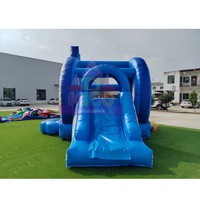 Château gonflable à thème bleu avec toboggan, motif corail de dessin animé, combo de saut pour enfants, location commerciale extérieure pour fêtes
