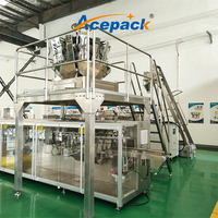 Machine d'emballage horizontale FFS pour noix et fruits secs, avec sachets Doypack à fermeture éclair, à fond plat, formables, remplissables et scellables