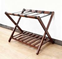 Porte-bagages en bois massif tendance, support de valise pliable, porte-bagages avec étagère de rangement pour les portes d'hôtel/salon