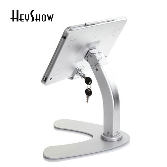 Silver iPad 2 3 4 Air 2 9.7\" Pro Anti-Theft Countertop POS Stand Case Rotating Tablet Security Lock Display Rack