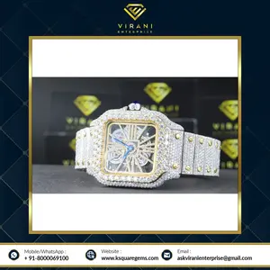 Montre automatique sertie de diamants en moissanite de clarté VVS, avec cadran en saphir, fournie directement par l'usine - Product Image 2
