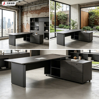 JIUSHUN Bureau de direction en forme de L, bureau moderne pour PDG, table d'ordinateur en bois de luxe