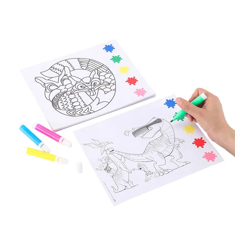 Custom Gouache Graffiti Niños Libros de dibujo y pintura al agua para colorear puntos libro de papel con pigmento