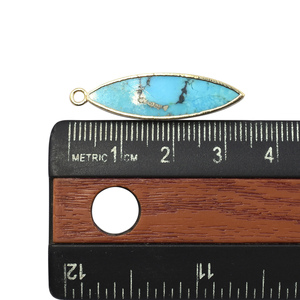 Pendentif en laiton plaqué or 14 carats en forme de marquise turquoise Kingman, pierre de naissance de décembre, bijoux électro-plaqués - Product Image 2