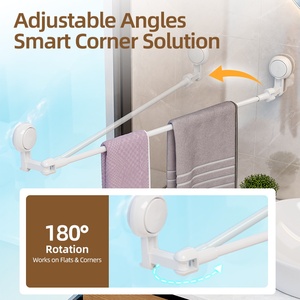 Sữa trắng Telescopic khăn bar không có khoan hút chân không hút phòng tắm đa góc khăn chủ - Product Image 3