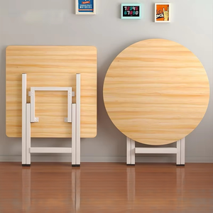 Tavolo da Pranzo Pieghevole Quadrato Semplice e Portatile Runwood, Arredamento Moderno in Acciaio Inox e <span class=keywords><strong>Legno</strong></span> per Casa e Ufficio - Product Image 2