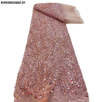 Tissu de dentelle en tulle français brodé de perles lourdes couleur orange brûlé, idéal pour les mariages nigériens et africains