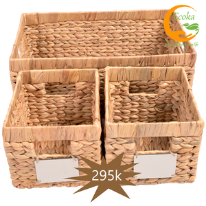 Vietnam Woven Water Hyacinth <b>Storage</b> <b>Basket</b> Handle Neatening Organizer <b>for</b> <b>Bathroom</b> Kitchen Decorative - Product Image 2