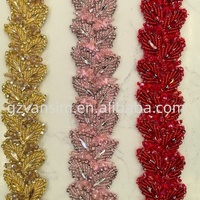 Ceintures de luxe en chaîne de strass 3D avec appliques de perles de verre pour vêtements de mariage