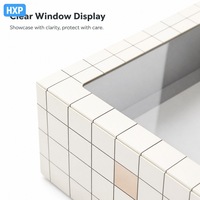 Boîte rigide personnalisée avec fenêtre transparente, motif en grille, emballage cadeau