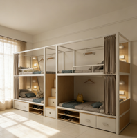 Lit superposé moderne en acier pour hôtel et appartement, lit capsule en métal pour enfants et adultes