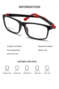 Gafas cómodas antideslizantes de goma para niños de alta calidad, monturas ópticas Tr90 flexibles seguras cuadradas coloridas - Product Image 6