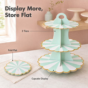 3 katmanlı Cupcake tatlı kağıt standı vitrin rafı doğum günü düğün parti malzemeleri kek dekorasyon pasta tabağı standı - Product Image 3