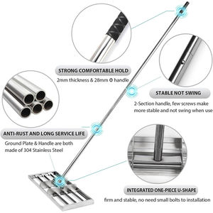JH-Mech <span class=keywords><strong>grand</strong></span> râteau en métal robuste et durable personnalisé de haute qualité pour surfaces au sol pour niveler la pelouse - Product Image 5