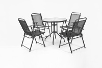Table pliante et chaises avec parasol patio extérieur balcon petite table basse ensemble six pièces