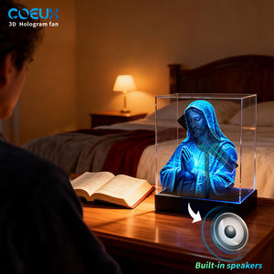 מאוורר הולוגרמה נייד לשולחן עבודה עם מארז אקרילי, נגן מולטימדיה ללימוד גוספל ולקישוט חדר תפילה - Product Image 2