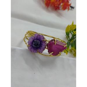 Handcrafted Brass <b>Chain</b> Link Bracelet Customizable Natural Raw Gemstone Handmade Fashion Bulk Women's Trendy Party Exima Traders - Product Image 1