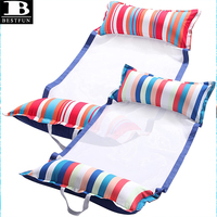 Hamac flottant gonflable en PVC enduit de tissu, chaise longue aquatique multifonctionnelle, flotteur de natation durable pour adultes