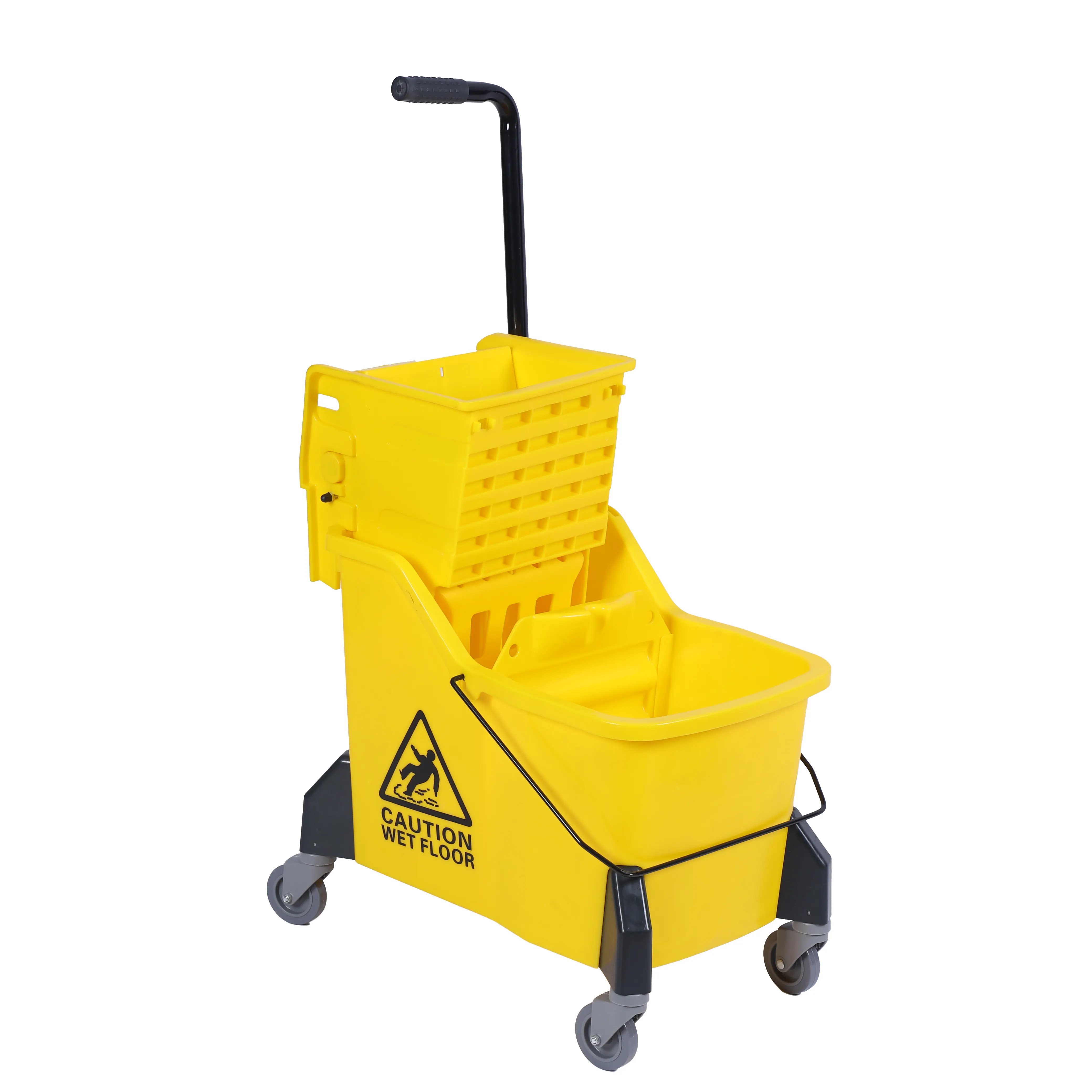 Reinigungs werkzeuge 42L Kunststoff-Trolley-Mopp schaufel mit Seiten presse Wringer auf Rädern Rolling Trolley Cart Floor Mop Bucket
