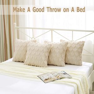Modern Woven Velvet Couch Pillow Soft Beige Geometric <strong>Pattern</strong> Decorative <strong>Cushion</strong> with Memory Foam Farmhouse Style Pillow Case - Product Image 4