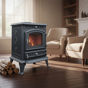 Poêle à bois haute efficacité pour usage intérieur, avec construction et design en fonte - Product Image 2