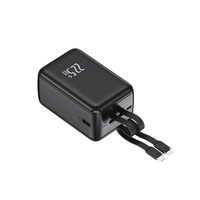 Batterie externe haute capacité 40000 mAh avec tissu tricoté, charge rapide PD 22,5 W, double câble, affichage LED, pour extérieur