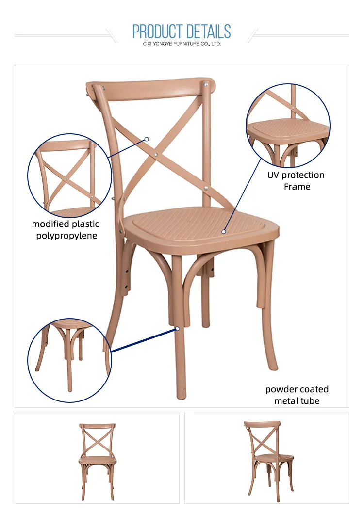 Wholesale Provincial Style Solid Wood Bistro Wooden Chair Cross Back Dining Chair
