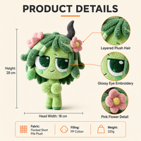 Peluche Minky Fée de la Forêt aux Cheveux en Feuilles et Cornes Courbes pour l'Angle de la Crèche Naturelle