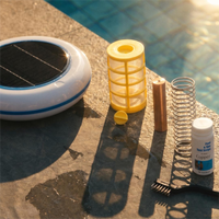 Ioniseur Solaire Portable SR006 2026 – Nouveauté Pratique et de Qualité Supérieure avec Fonction Lumineuse pour la Purification des Piscines Résidentielles