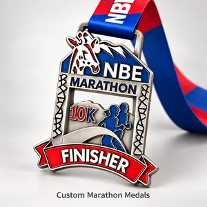 Medalla de carrera personalizada de aleación de zinc, fundición 3D, esmalte suave, premio deportivo para finalistas de maratón, fabricante OEM, medallas con cinta - Product Image 1