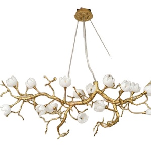 <span class=keywords><strong>Lustre</strong></span> <span class=keywords><strong>en</strong></span> cuivre et laiton populaire MEEROSEE, style branche d'arbre linéaire, éclairage décoratif, luminaire suspendu <span class=keywords><strong>en</strong></span> forme de <span class=keywords><strong>fleur</strong></span>, MD86928 - Product Image 1