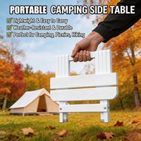 Table pliante portable blanche résistante aux intempéries, design à lattes en bois HIPS, compacte pour balcon, camping, pique-nique, terrasse