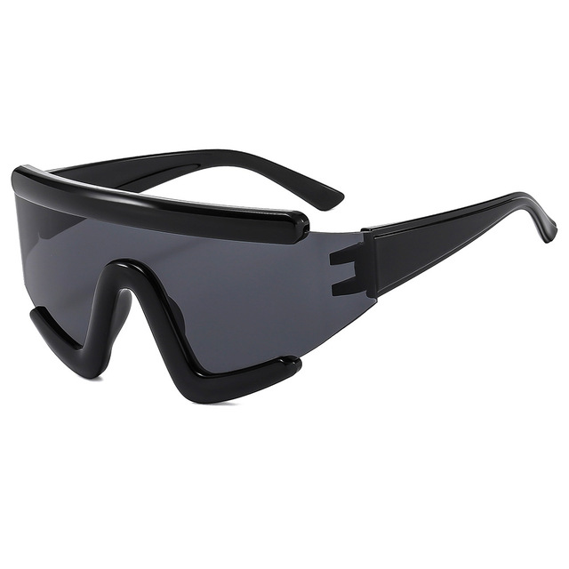 European American Fashion Riding Driving Sunscreen Personalized Windproof UV400 Half-frame Futuristic Trendy Sunglasses Outdoor