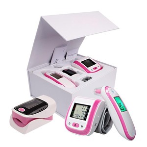 Moniteur <span class=keywords><strong>d</strong></span>'oxygène sanguin portable, oxymètre de pouls, moniteur de saturation en oxygène et tensiomètre et thermomètre frontal - Product Image 1