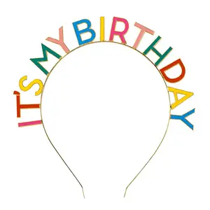 Tiara de cabelo inspirada, atacado festa de aniversário brilhante it's my aniversário arco-íris tiara de cabelo coroa endereço designer